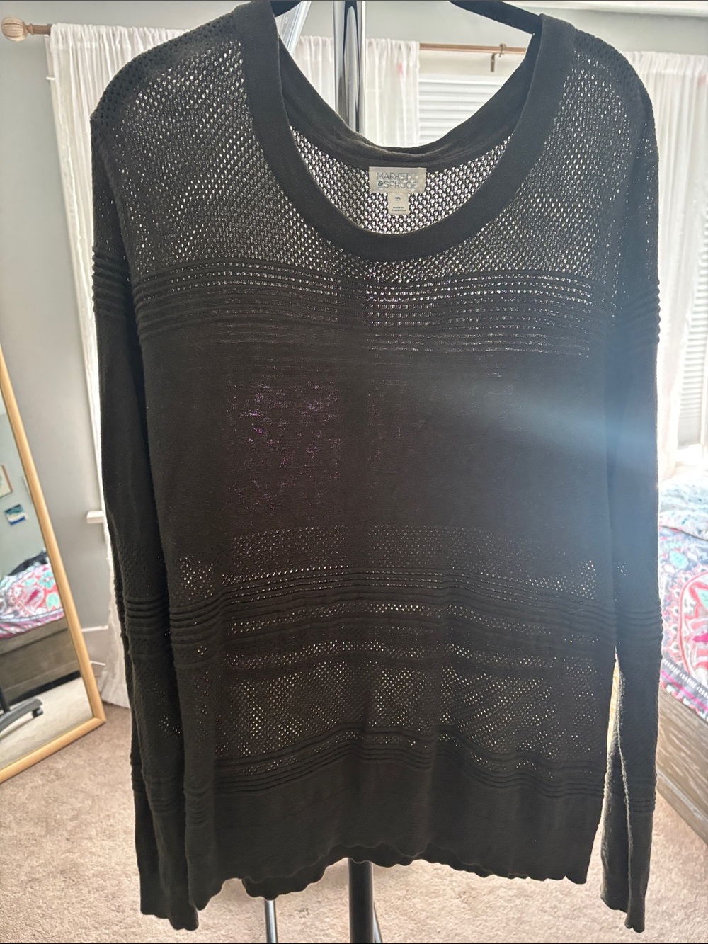 Market & Spruce Open-Weave Crewneck Sweater